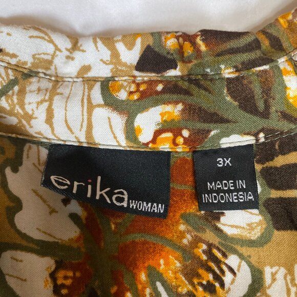 Erika Woman Plus Size Jungle Print Button Up Blouse 3X - Picture 2 of 7